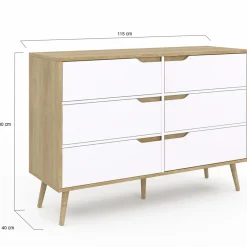 Commode scandinave bois et blanc 115cm*IDMarket