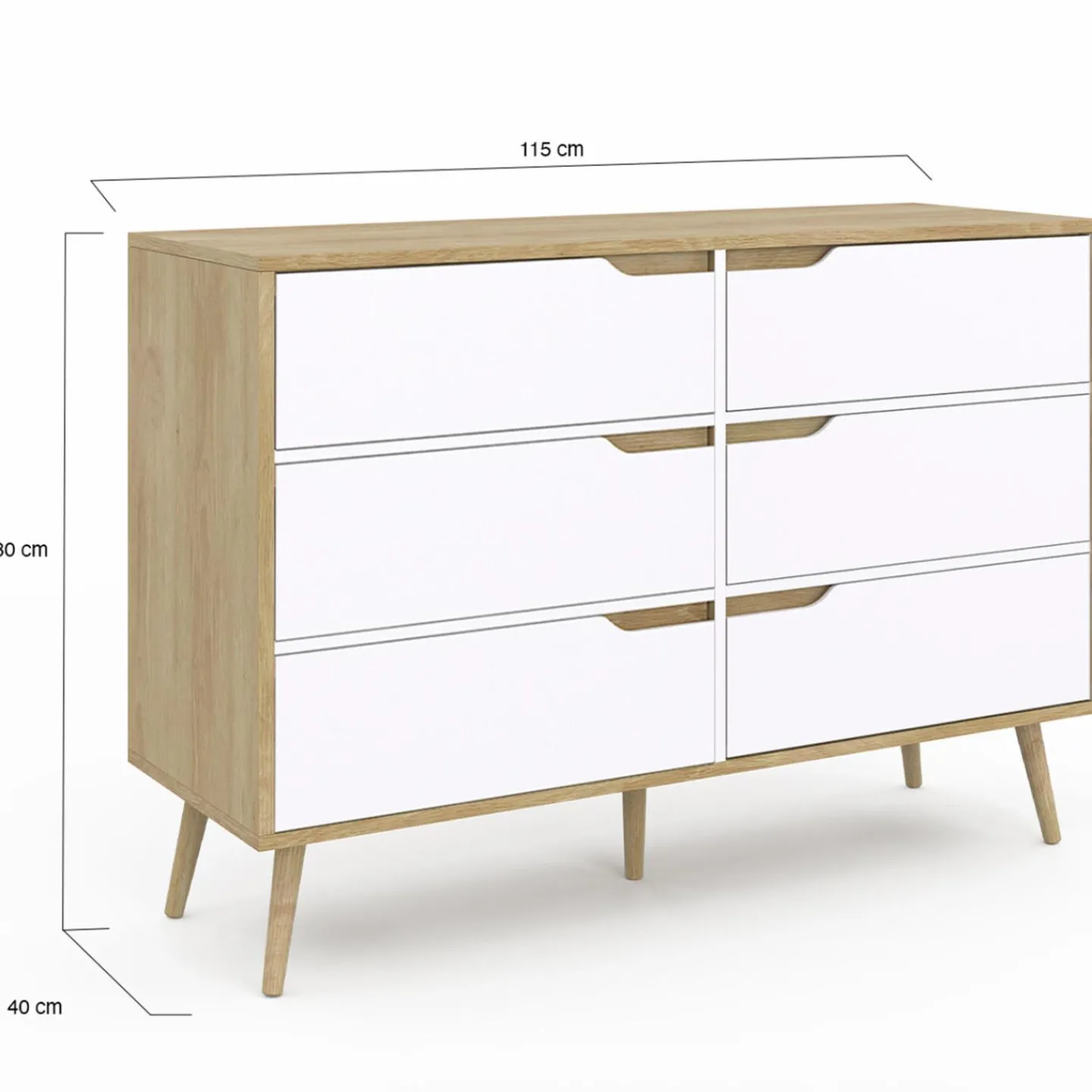 Commode scandinave bois et blanc 115cm*IDMarket