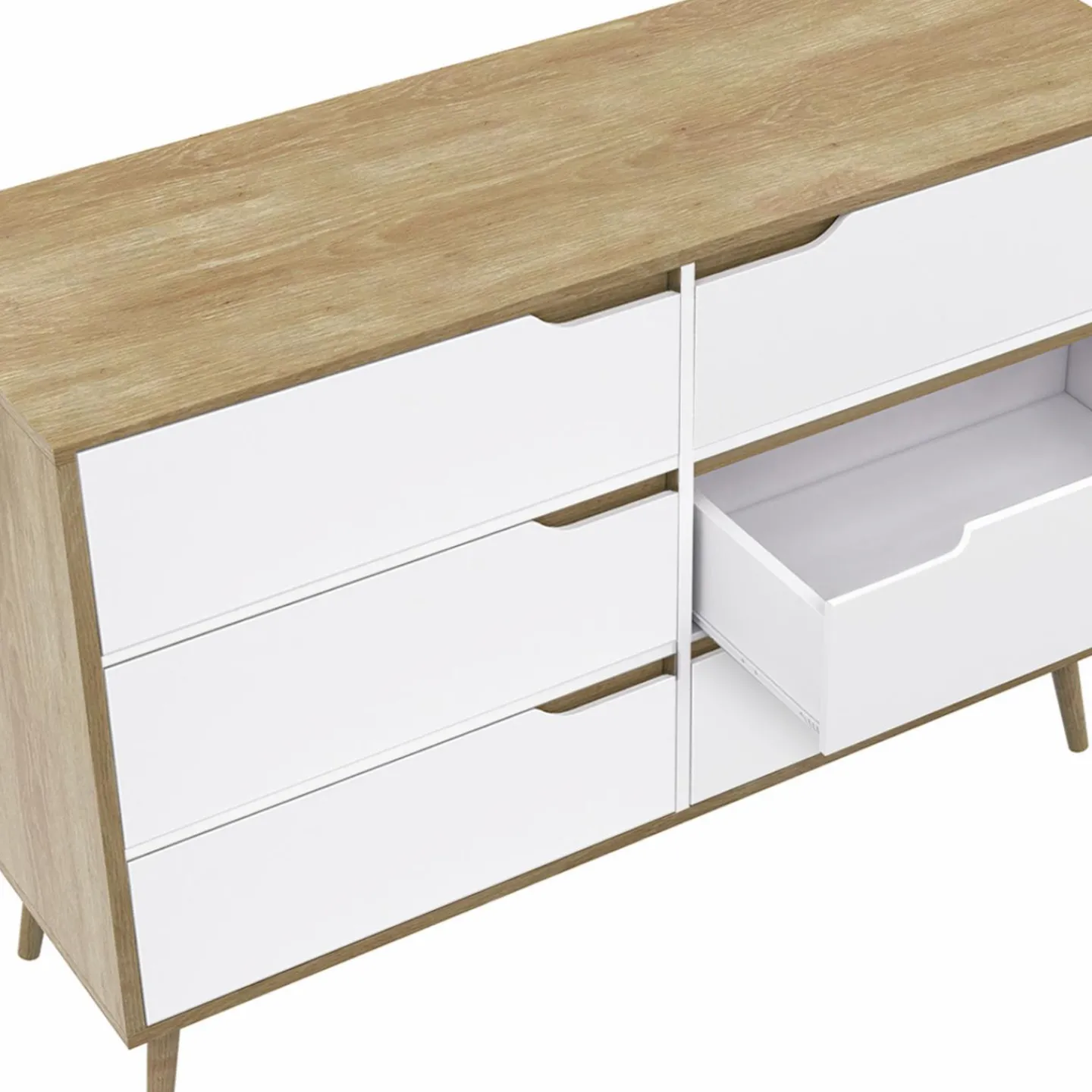 Commode scandinave bois et blanc 115cm*IDMarket