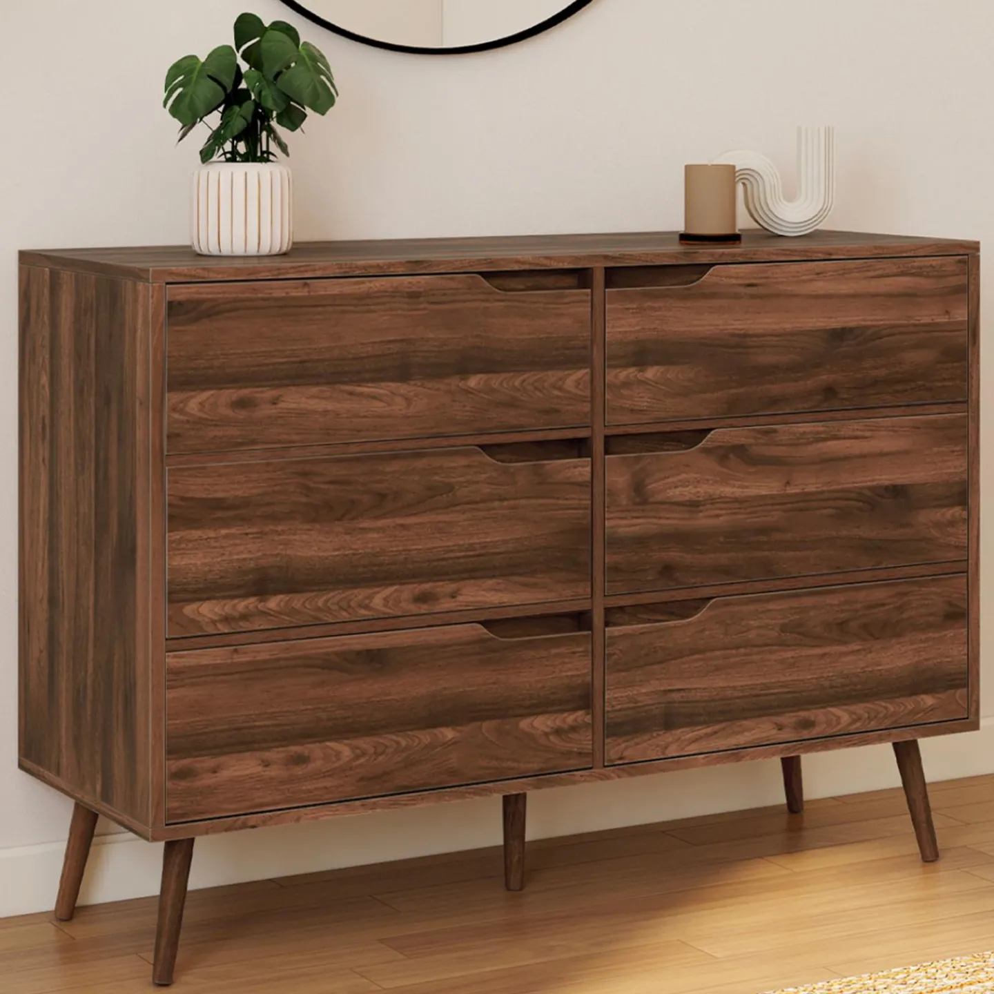 Commode scandinave effet noyer*IDMarket Online