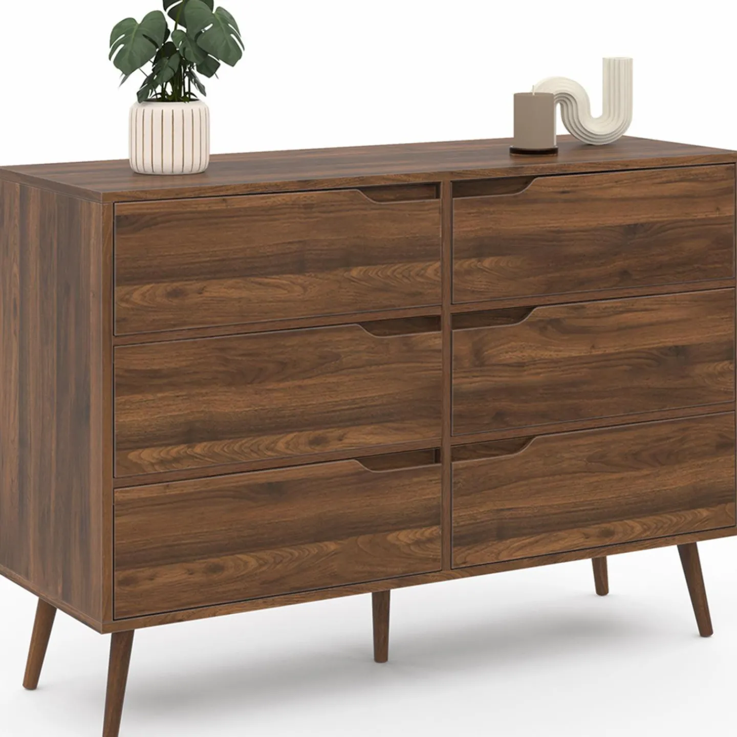 Commode scandinave effet noyer*IDMarket Online