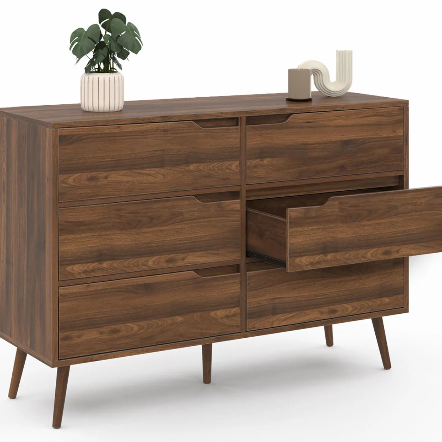 Commode scandinave effet noyer*IDMarket Online