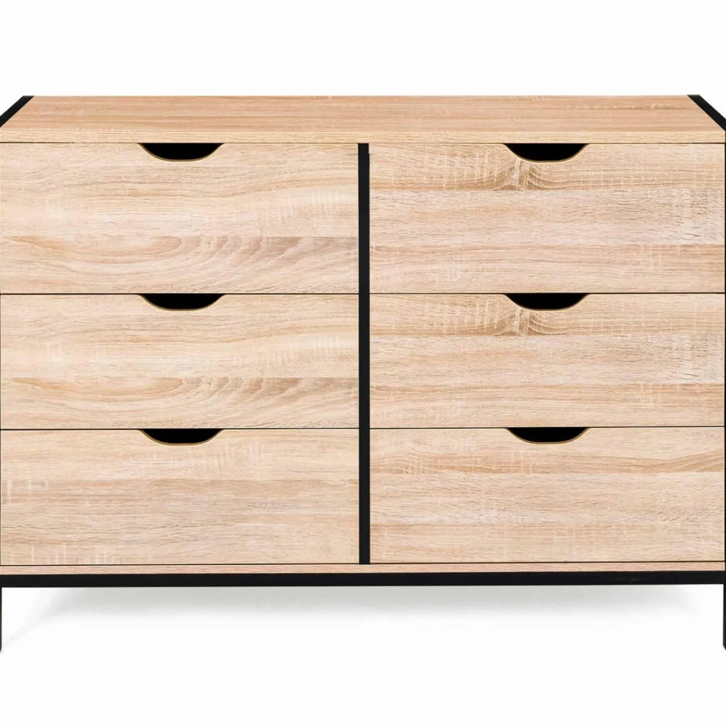 Commode style industriel 6 tiroirs bois et métal noir*IDMarket Best