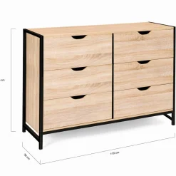 Commode style industriel 6 tiroirs bois et métal noir*IDMarket Best