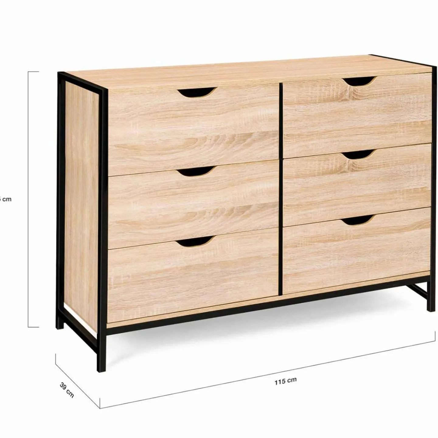 Commode style industriel 6 tiroirs bois et métal noir*IDMarket Best