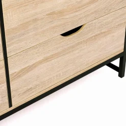 Commode style industriel 6 tiroirs bois et métal noir*IDMarket Best