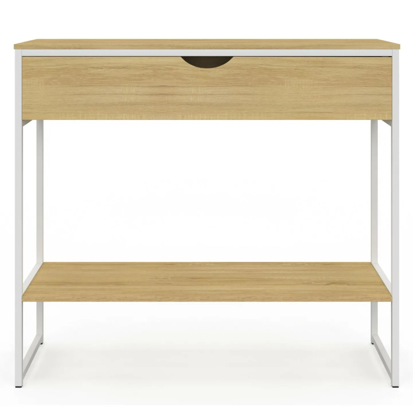 Console 1 tiroir et 1 étagère design industriel bois et métal blanc*IDMarket New