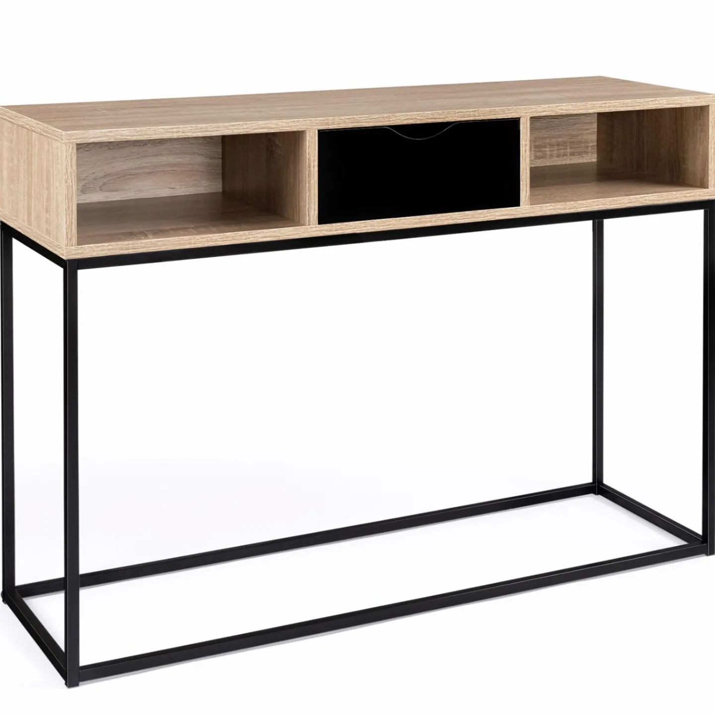Console 1 tiroir noir avec rangements design industriel*IDMarket Discount