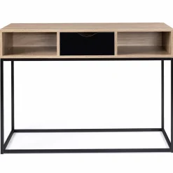 Console 1 tiroir noir avec rangements design industriel*IDMarket Discount