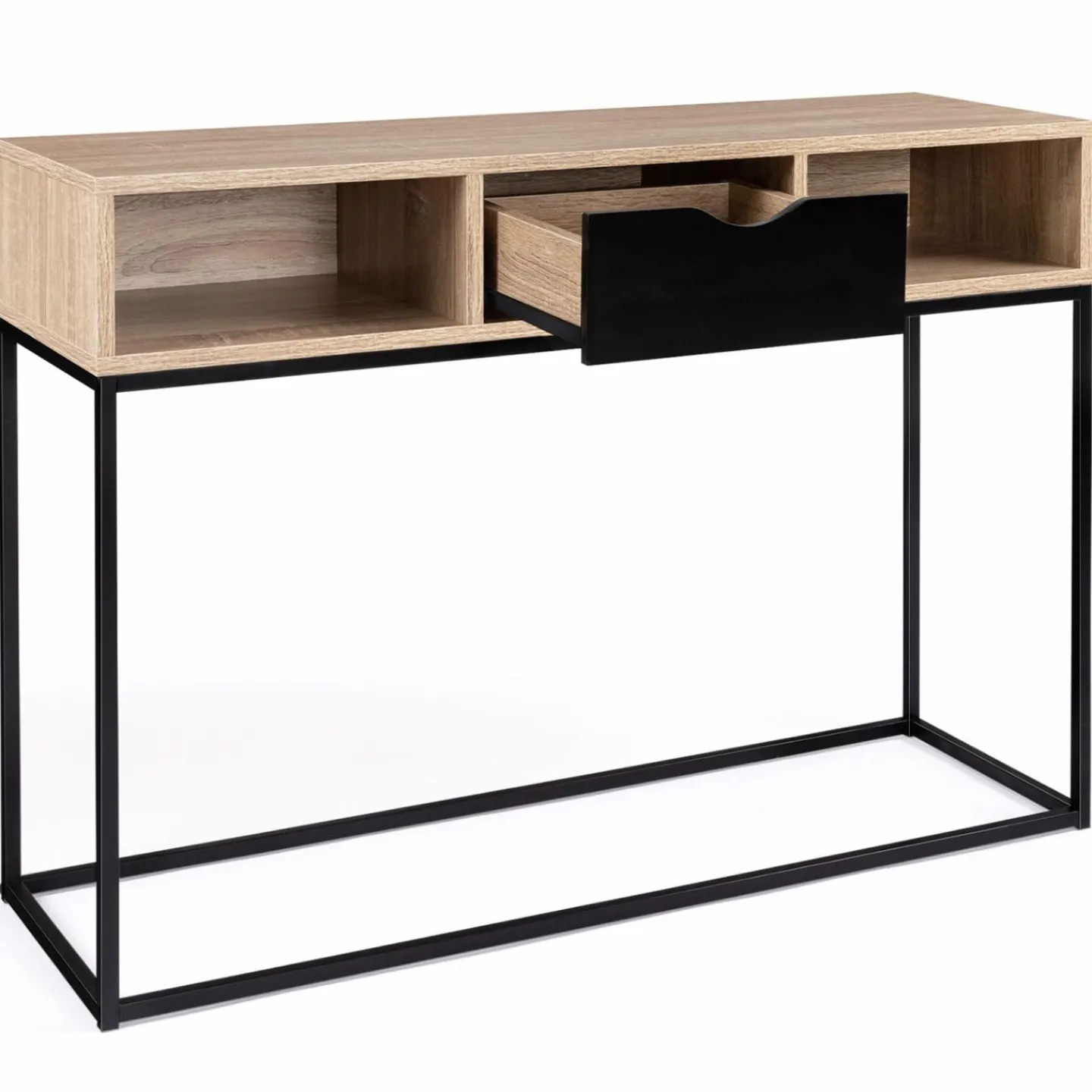 Console 1 tiroir noir avec rangements design industriel*IDMarket Discount