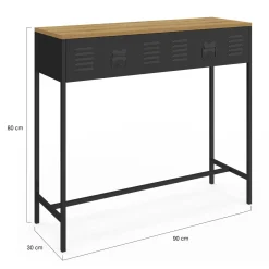 Console bois et métal 1 tiroir design industriel*IDMarket New