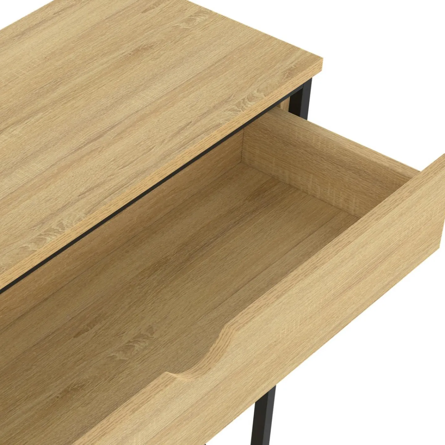 Console bois et métal 1 tiroir 2 étagères design industriel*IDMarket Hot