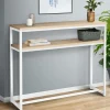 Console bois et métal blanc double plateau 100 cm*IDMarket Clearance