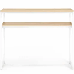 Console bois et métal blanc double plateau 100 cm*IDMarket Clearance
