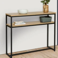 Console bois et métal double plateau 100 cm*IDMarket