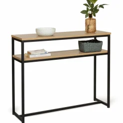 Console bois et métal double plateau 100 cm*IDMarket
