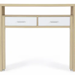 Console bureau extensible blanc et imitation hêtre*IDMarket Online