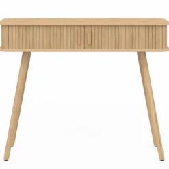 Console d’entrée bois 2 portes coulissantes effet lattes*IDMarket New