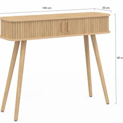 Console d’entrée bois 2 portes coulissantes effet lattes*IDMarket New