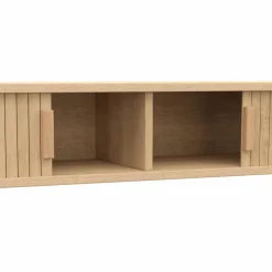 Console d’entrée bois 2 portes coulissantes effet lattes*IDMarket New