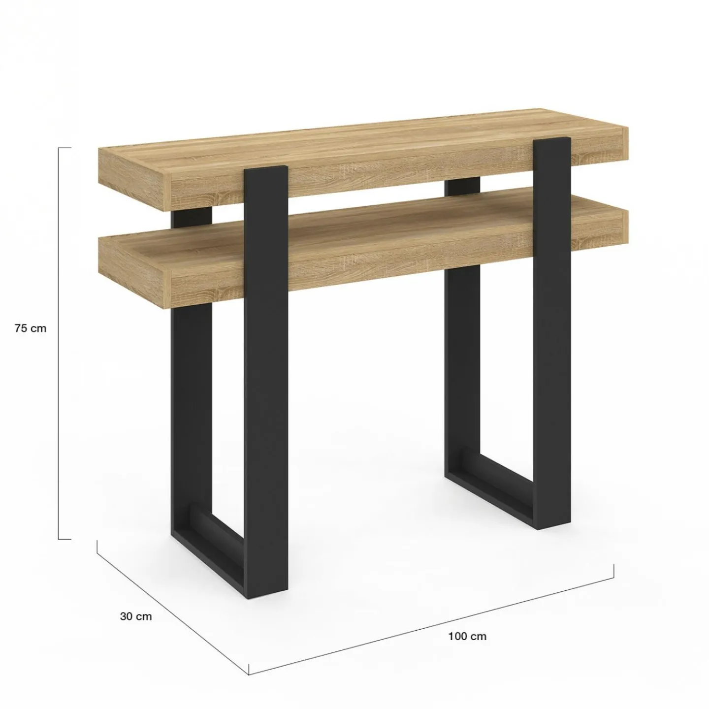 Console double bois et noir*IDMarket Outlet