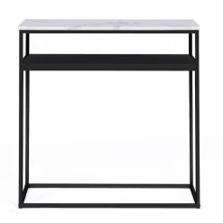 Console imitation marbre et bois noir pied métal*IDMarket Discount