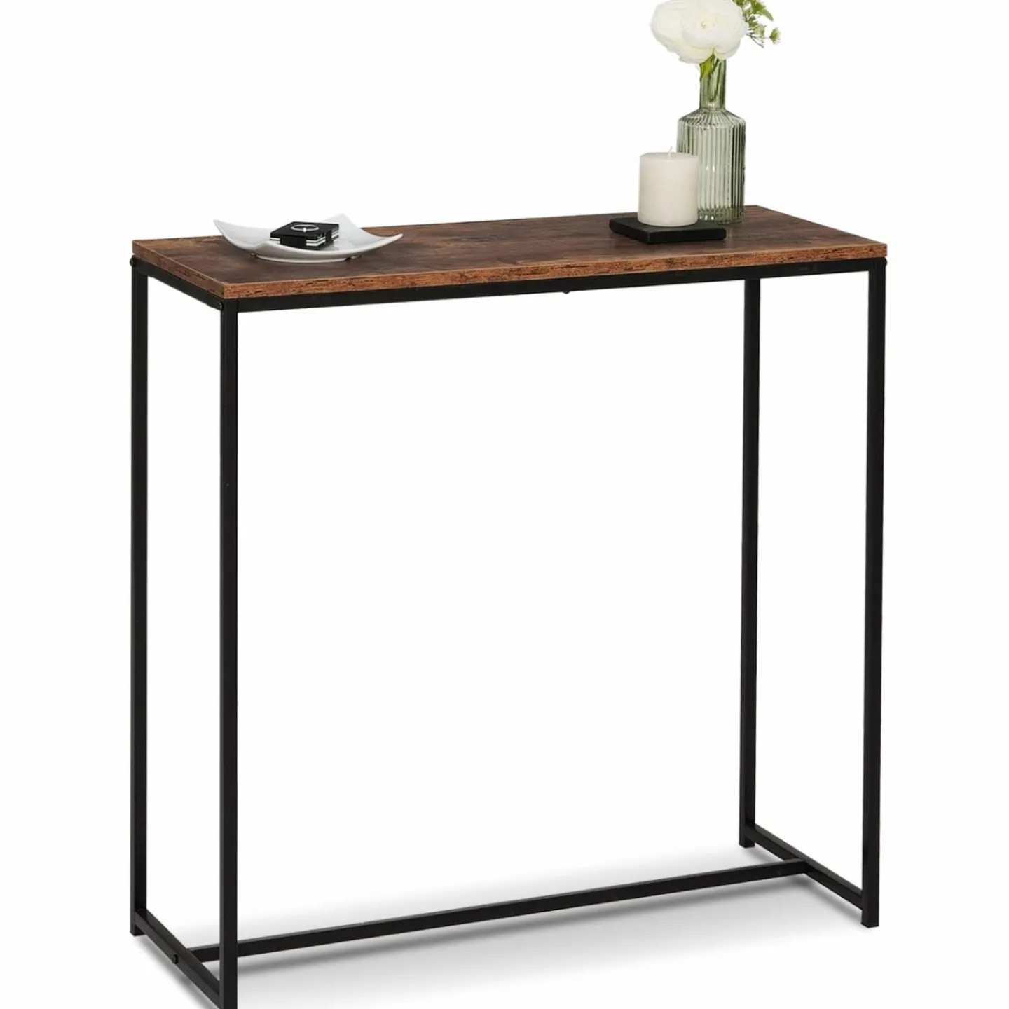 Console industrielle bois effet vieilli et métal noir*IDMarket Clearance