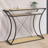 Console industrielle pieds courbés double étagères*IDMarket Discount