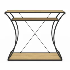 Console industrielle pieds courbés double étagères*IDMarket Discount