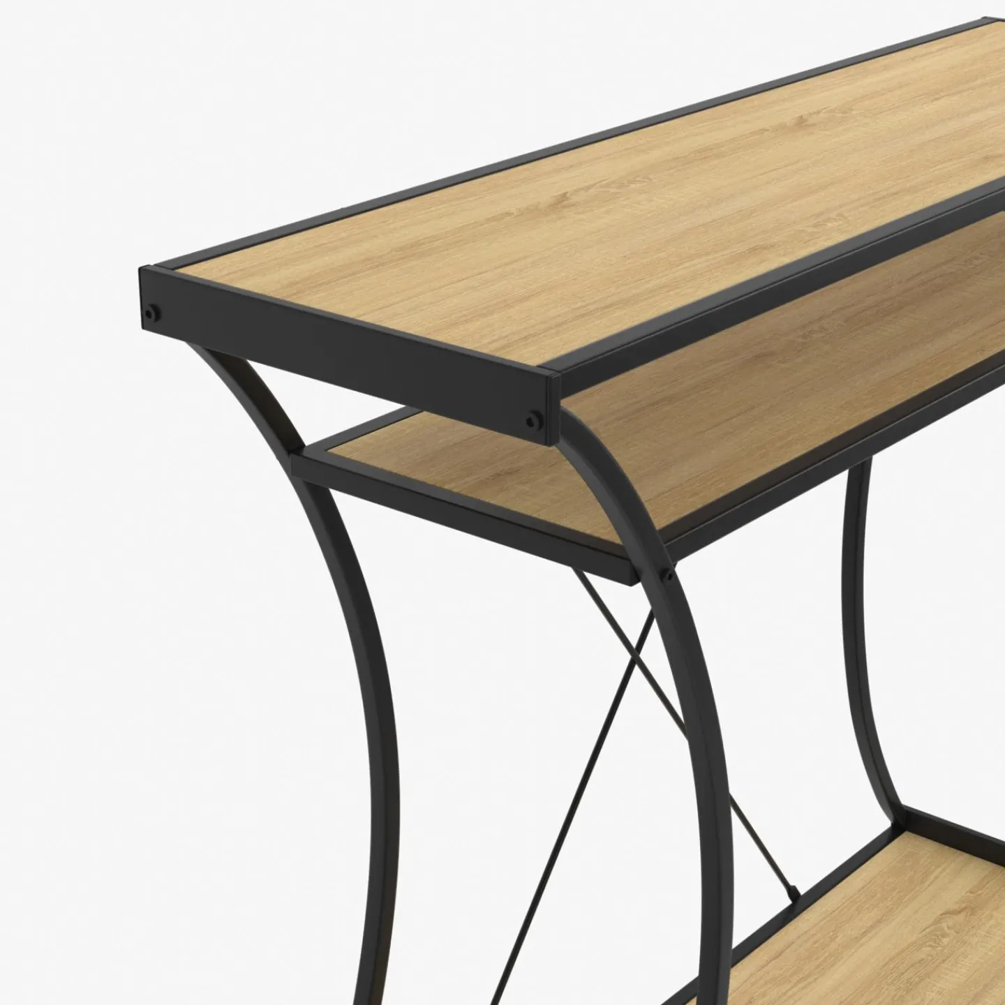 Console industrielle pieds courbés double étagères*IDMarket Discount