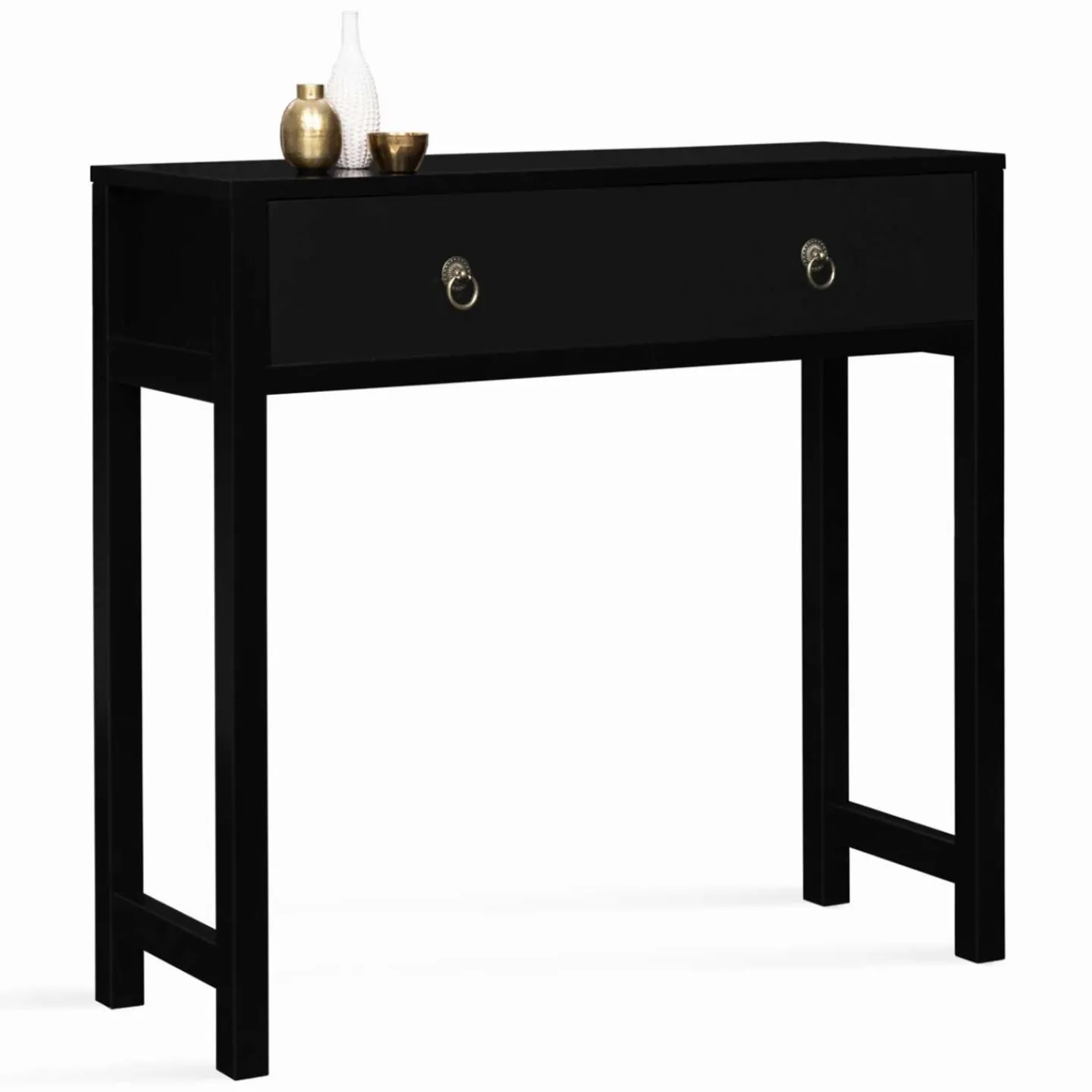 Console noire style asiatique 1 tiroir*IDMarket Discount