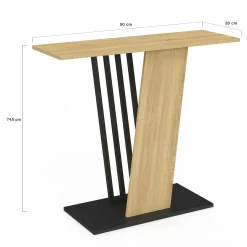 Console plateau bois et pied croisé noir*IDMarket Best