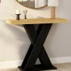 Console plateau bois et pied X noir*IDMarket Sale