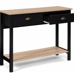 Console style campagne chic 2 tiroirs bois et noir*IDMarket Best