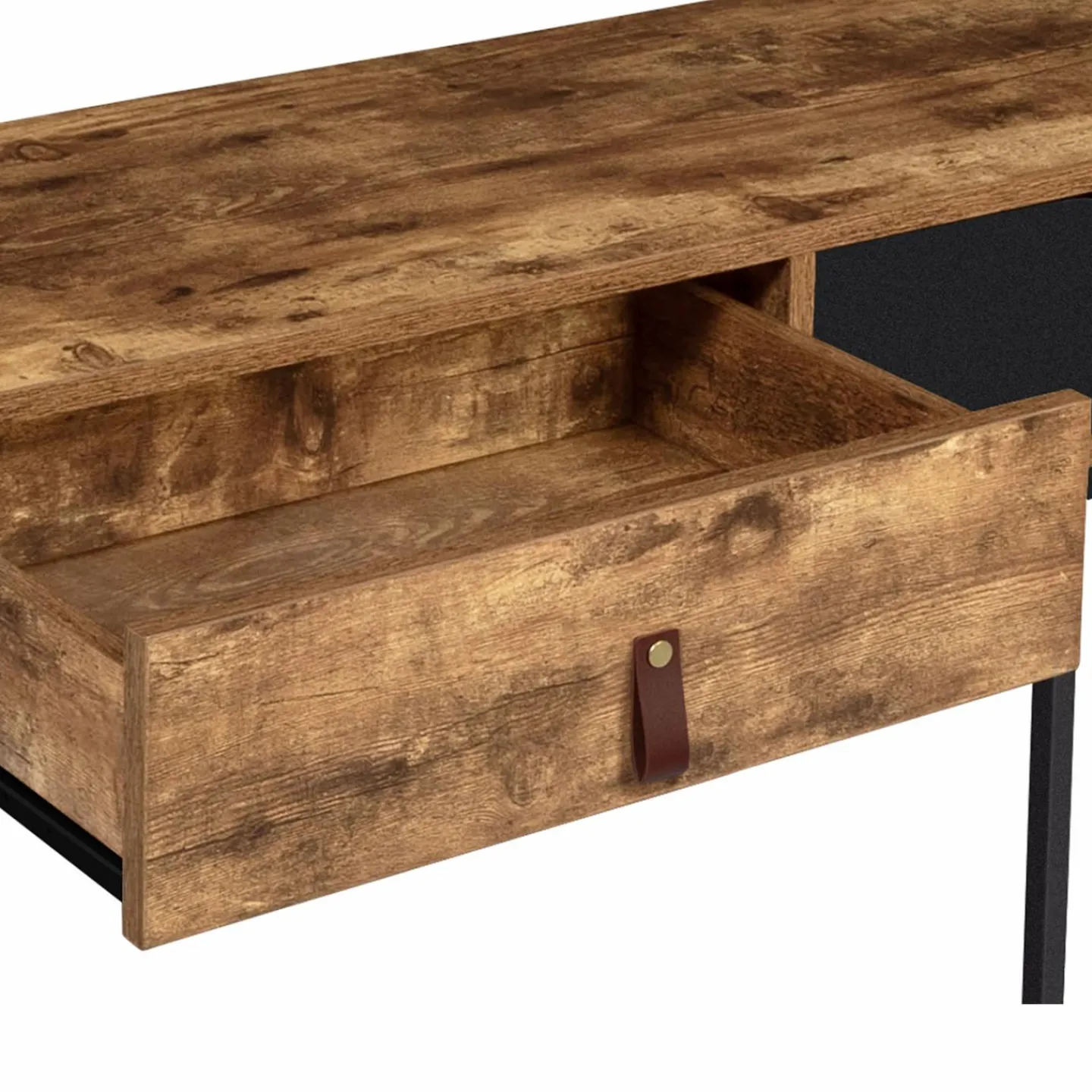 Console style industriel bois et métal 2 tiroirs*IDMarket Outlet