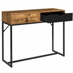 Console style industriel bois et métal 2 tiroirs*IDMarket Outlet