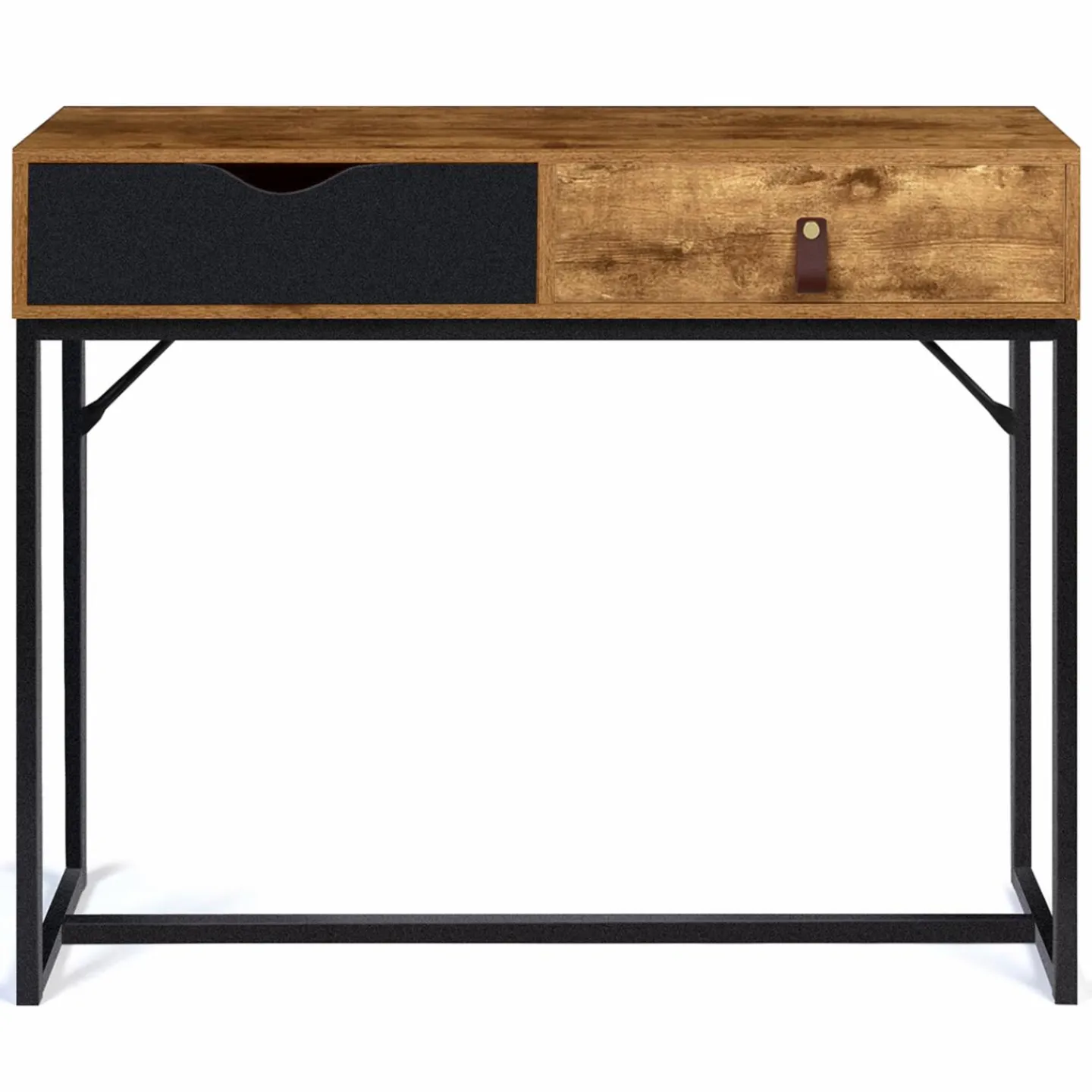 Console style industriel bois et métal 2 tiroirs*IDMarket Outlet