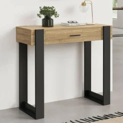 Console style moderne bois et noir 90 cm avec tiroir*IDMarket Hot