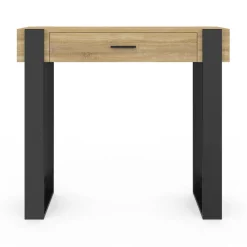 Console style moderne bois et noir 90 cm avec tiroir*IDMarket Hot