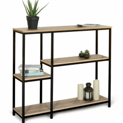 Console étagère bibliothèque style industriel bois et métal*IDMarket New