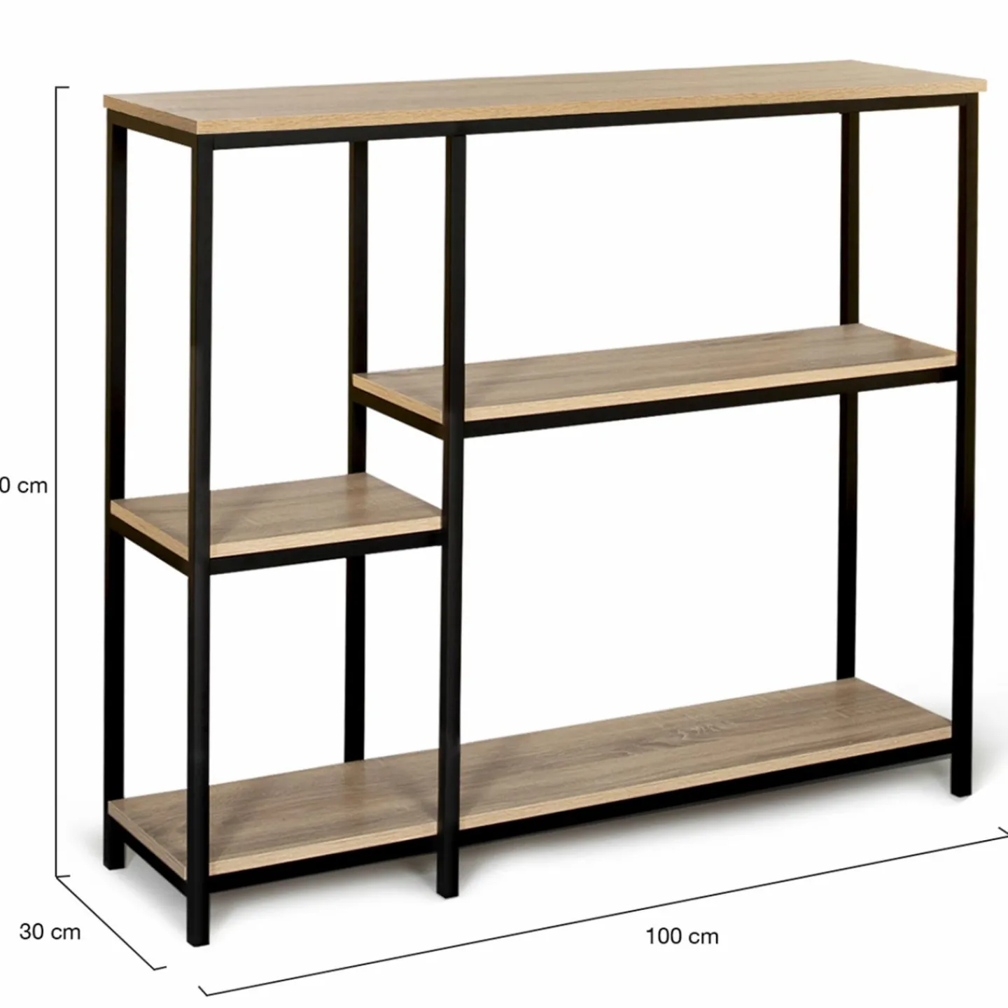 Console étagère bibliothèque style industriel bois et métal*IDMarket New