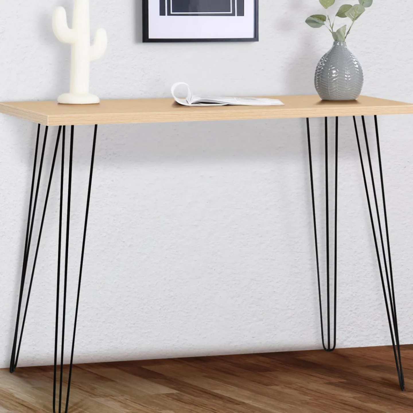 Console vintage bois pieds épingle*IDMarket Discount