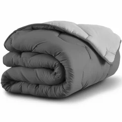 Couette bicolore 140x200 gris foncé et gris clair*IDMarket Best