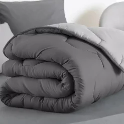 Couette bicolore 220x240 grise*IDMarket Best