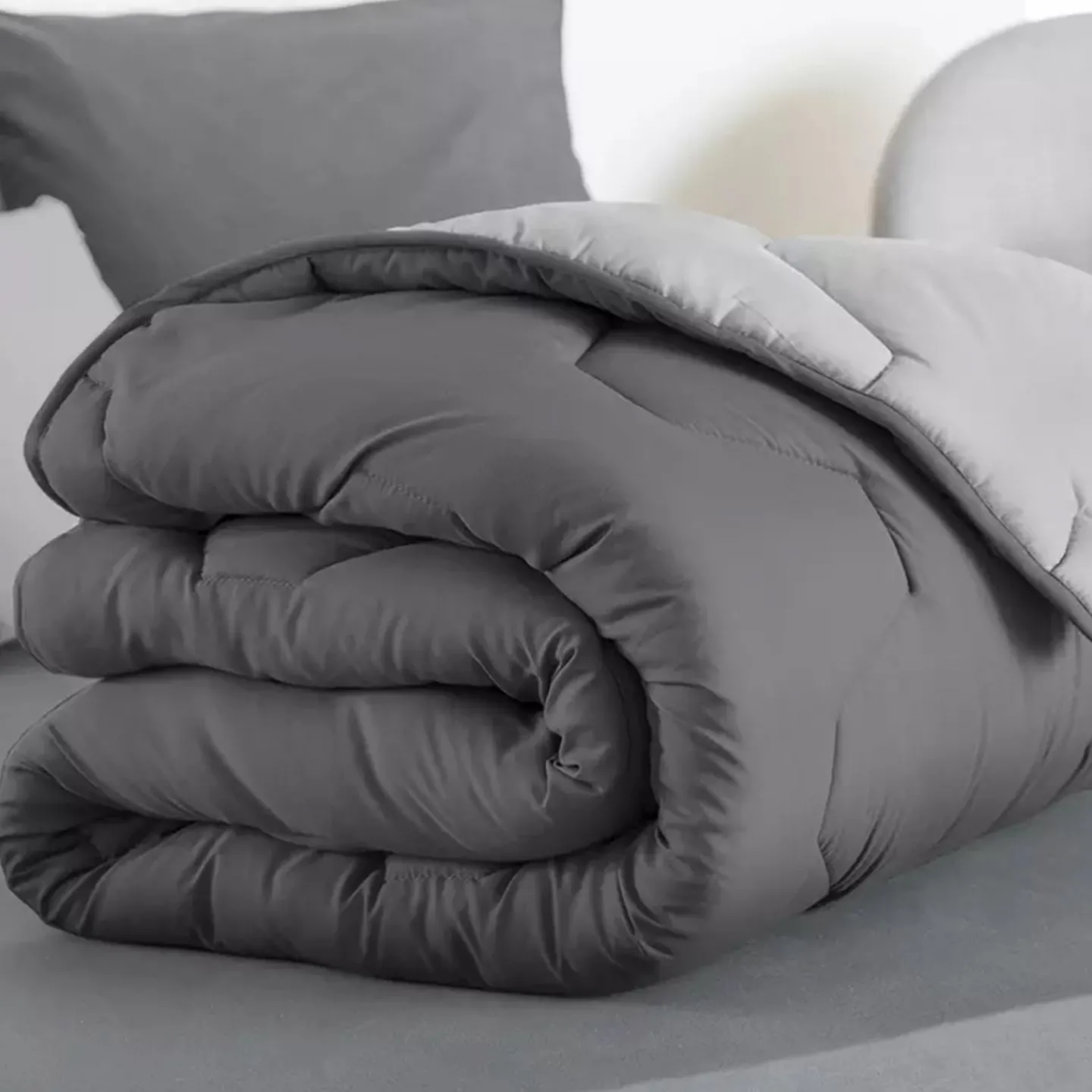 Couette bicolore 220x240 grise*IDMarket Best