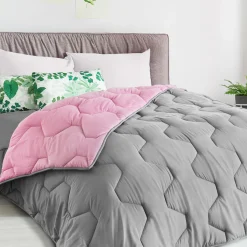 Couette bicolore 220x240 rose et grise*IDMarket Clearance