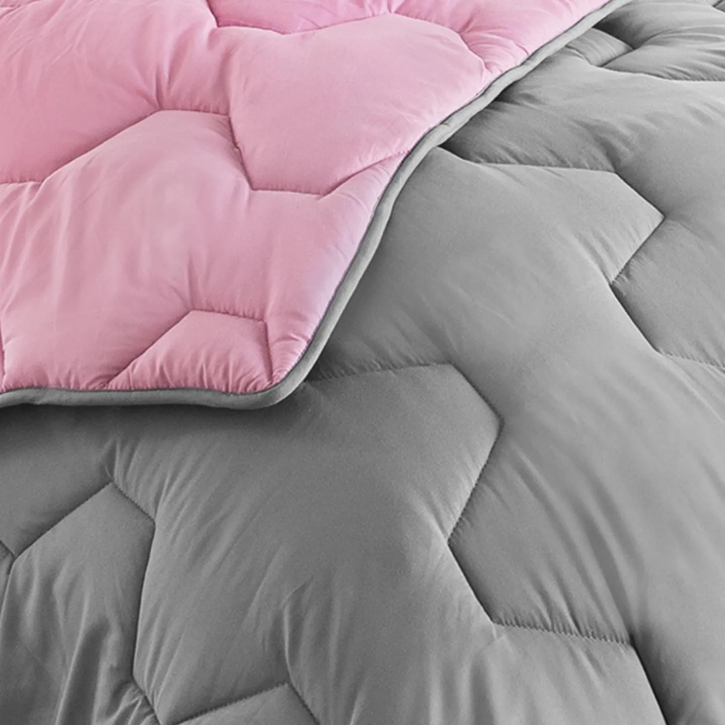 Couette bicolore 220x240 rose et grise*IDMarket Clearance