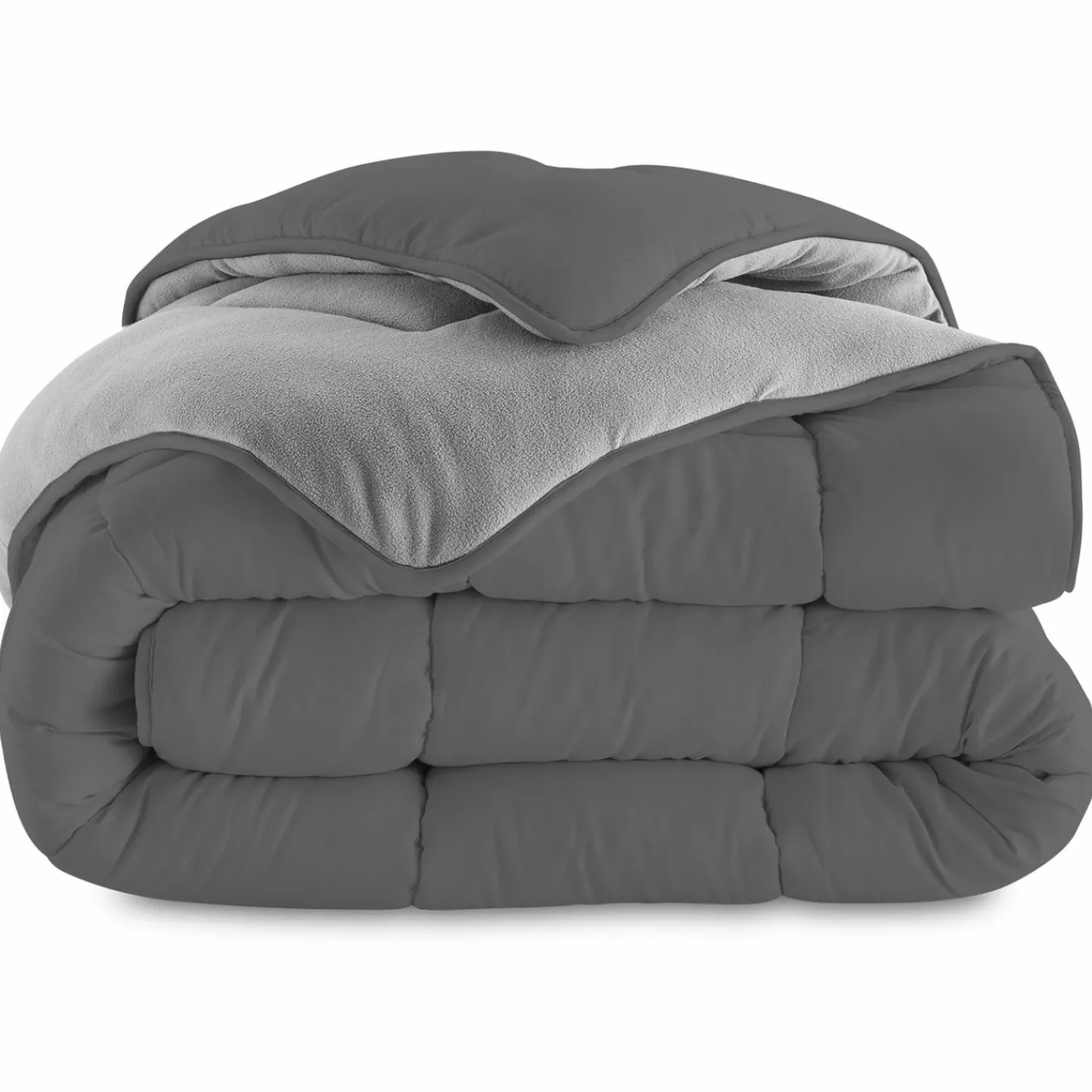 Couette polaire biface 140x200 cm gris clair et foncé*IDMarket Sale