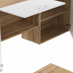 Cuisine complète 240 cm avec plan de travail bois et blanc*IDMarket New
