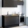 Cuisine complète 180 cm avec plan de travail bois et noir*IDMarket Best